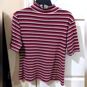 a.n.a Striped Shirt with Faux Turtleneck